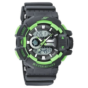 SF Quartz Analog Digital Black Dial PU Strap Watch for Men - 77118PP04W - KRISHNA WATCH COMPANY