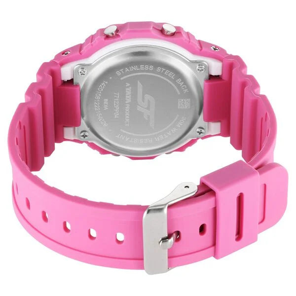 SF Hexa Digital Dial Women Watch With Polyurethane Strap 77122pp04