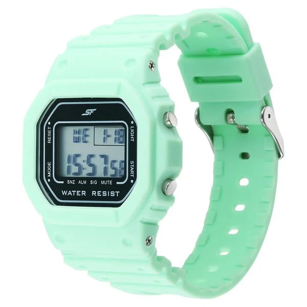 SF Digital Dial Green Polyurethane Strap Watch For Unisex 77122pp05