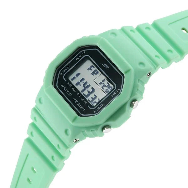 SF Digital Dial Green Polyurethane Strap Watch For Unisex 77122pp05