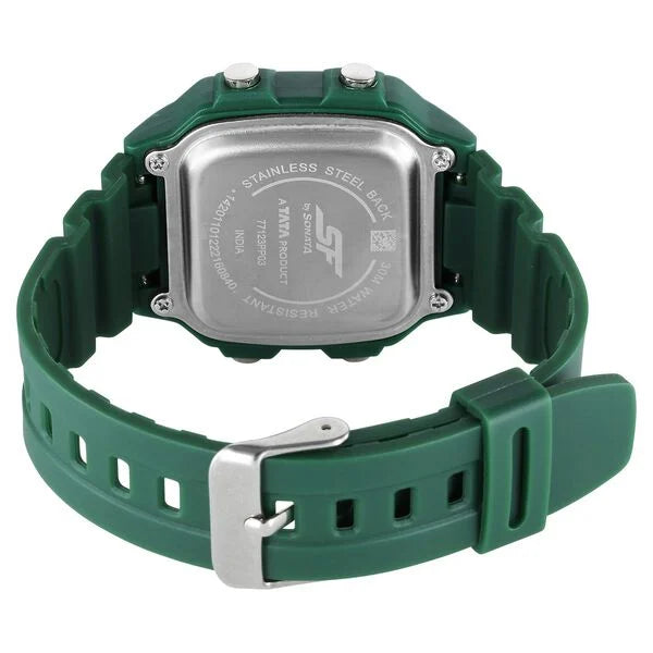 SF Digital Dial Green PU Strap Watch For Unisex 77123pp03