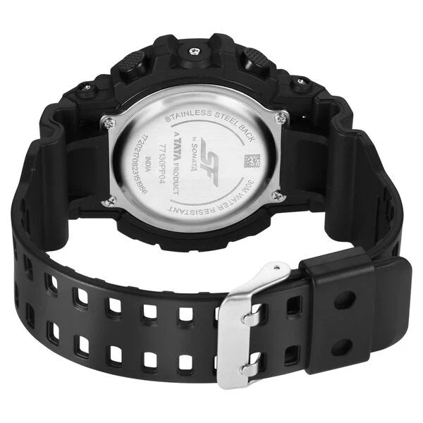 SF Sporty Digital Black Dial Polyurethane Strap Watch for Men 77130pp01w