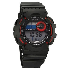 SF Digital Round Round Shaped Dial Black PU Strap Watch For Men 77130pp02w - KRISHNA WATCH COMPANY
