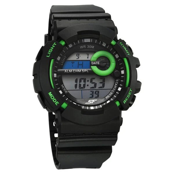 SF Digital Round Dial Black PU Strap Watch For Men 77130pp04w
