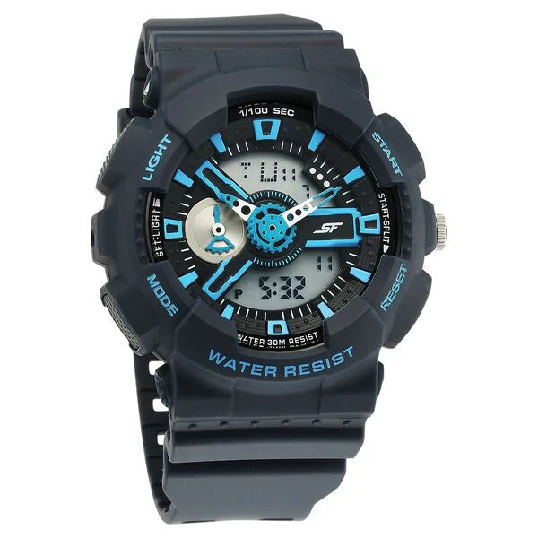 Sonata SF Dreamer Series Quartz Digital Analog Digital Blue Plastic Strap for Men 77132pp07w