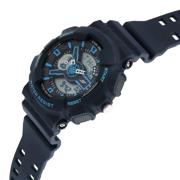 Sonata SF Dreamer Series Quartz Digital Analog Digital Blue Plastic Strap for Men 77132pp07w