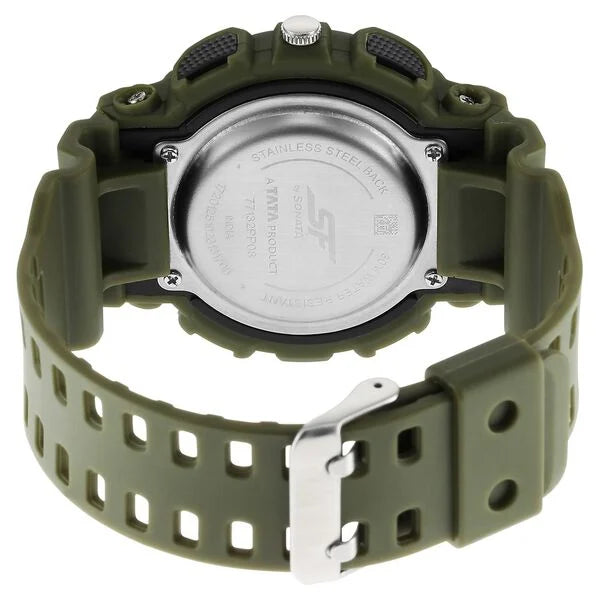 Sonata SF Dreamer Series Quartz Digital Analog Digital Black Plastic Strap for Men 77132pp08w