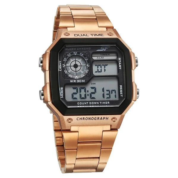 SF Hexa Metal Digital Dial Stainless Steel Strap Watch for Unisex 77134pm04w