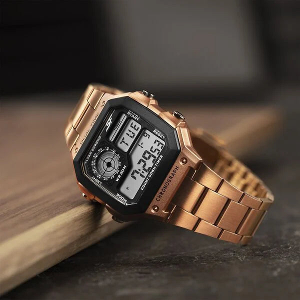 SF Hexa Metal Digital Dial Stainless Steel Strap Watch for Unisex 77134pm04w
