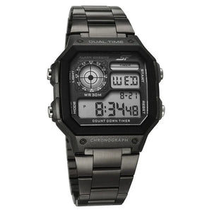 Sonata Hexa Digital Black Dial Grey Color Stainless Steel Strap Watch For Unisex 77134pm06w - KRISHNA WATCH COMPANY