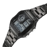 Sonata Hexa Digital Black Dial Grey Color Stainless Steel Strap Watch For Unisex 77134pm06w