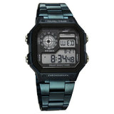 Sonata Hexa Digital Black Dial Blue Color Stainless Steel Strap Watch For Unisex 77134pm07w