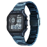 Sonata Hexa Digital Black Dial Blue Color Stainless Steel Strap Watch For Unisex 77134pm07w