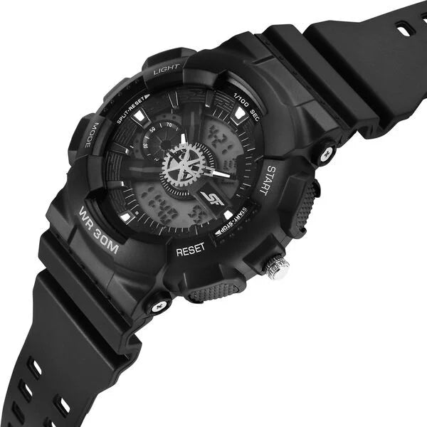 SF Sleek All-Black Chronograph Men's Watch - Modern Minimalist Design for the Professional 77137pp04