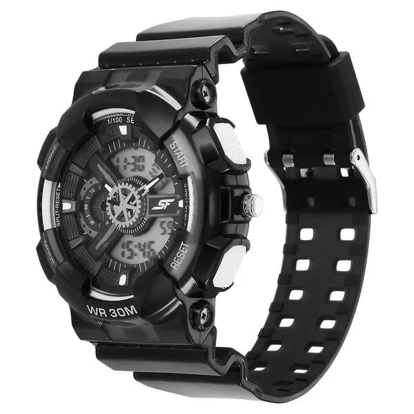 Sonata SF Spectra Quartz Digital Black Dial Translucent Black PU Strap Watch For Men 77137pp09 - KRISHNA WATCH COMPANY