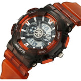 Sonata SF Spectra Quartz Digital Black Dial Translucent Orange PU Strap Watch For Men 77137pp10