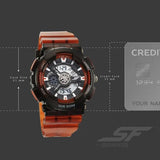 Sonata SF Spectra Quartz Digital Black Dial Translucent Orange PU Strap Watch For Men 77137pp10