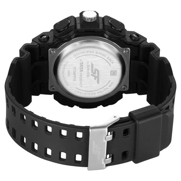 SF Analog Digital Black Dial PU Strap Watch For Men 77138pp01w