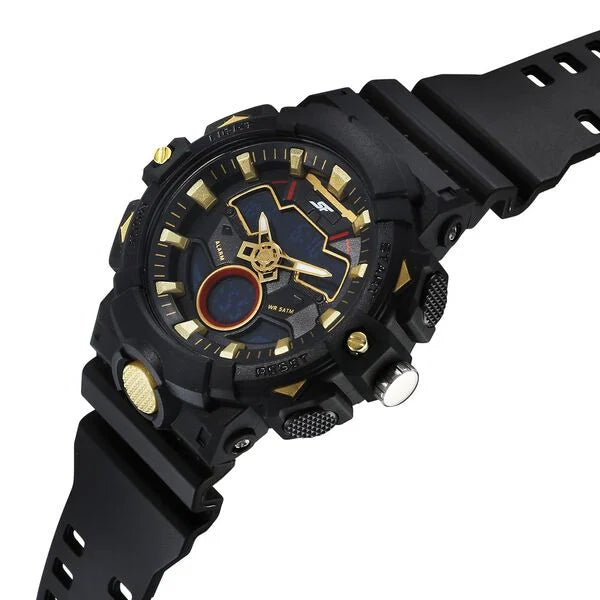 SF Analog Digital Black Dial PU Strap Watch For Men 77138pp02w