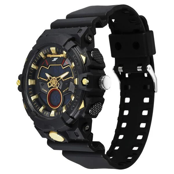 SF Analog Digital Black Dial PU Strap Watch For Men 77138pp02w