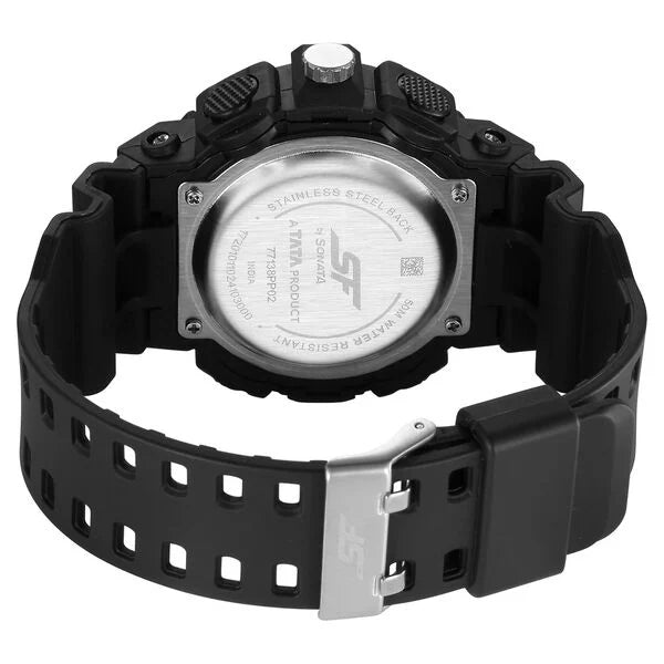 SF Analog Digital Black Dial PU Strap Watch For Men 77138pp02w
