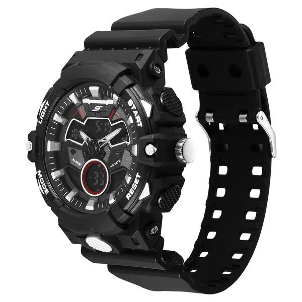 SF Analog Digital Black Dial PU Strap Watch For Men 77138pp03w