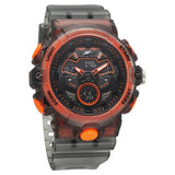 SF Analog Digital Orange Dial PU Strap Watch For Men 77138pp05w