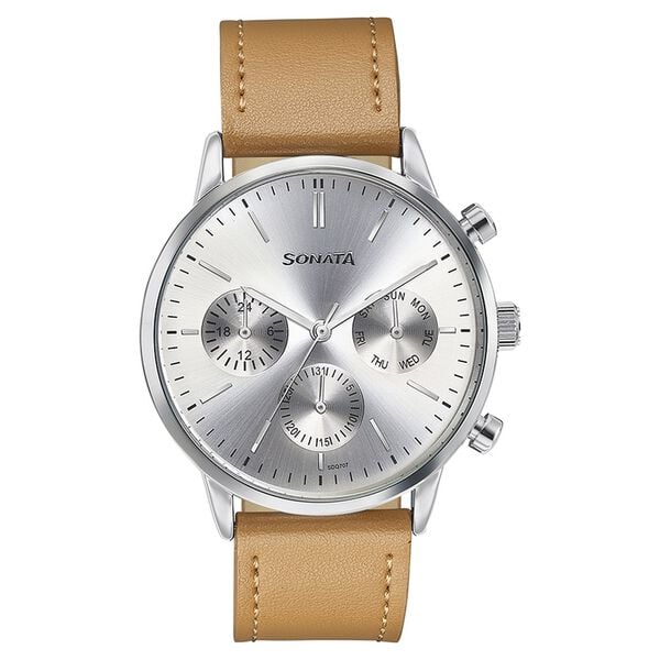 Sonata Quartz Multifunction Watch For Men 77139sl01 - KRISHNA WATCH COMPANY