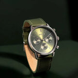 Sonata Quartz Multifunction Green Dial Green Leather Strap Watch For Men 77139SL02