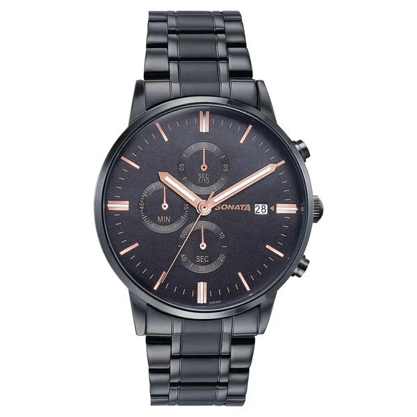 Sonata Wedding Edit Quartz Multifunction Watch For Men 77145nm01