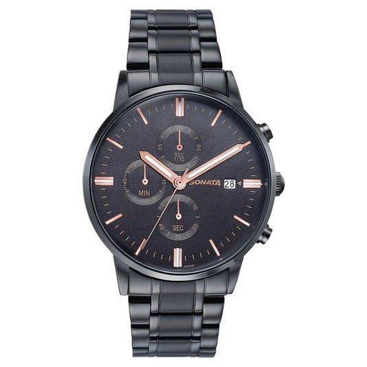 Sonata Wedding Edit Quartz Multifunction Watch For Men 77145nm01