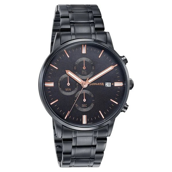 Sonata Wedding Edit Quartz Multifunction Watch For Men 77145nm01
