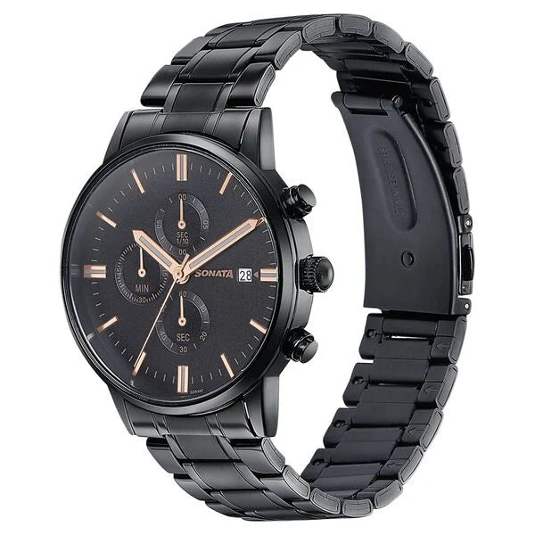Sonata Wedding Edit Quartz Multifunction Watch For Men 77145nm01