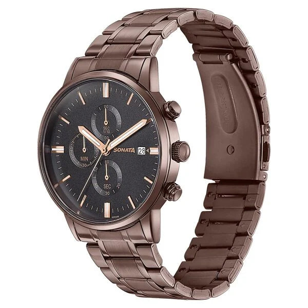 Sonata Wedding Edit Quartz Multifunction Watch For Men 77145qm01
