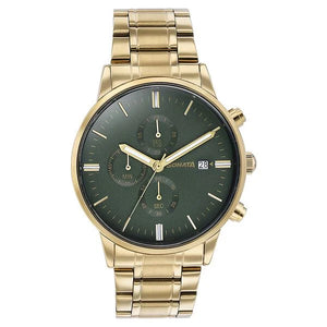 Sonata Quartz Multifunction Green Dial Golden Stainless Steel Strap Watch For Men 77145ym01 - KRISHNA WATCH COMPANY