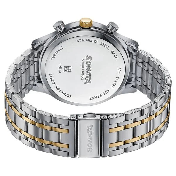 Sonata Wedding Edit Quartz Multifunction Watch For Men 77146bm01