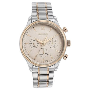 Sonata Quartz Multifunction Pink Dial Two Toned Stainless Steel Strap Watch For Men 77146km01 - KRISHNA WATCH COMPANY