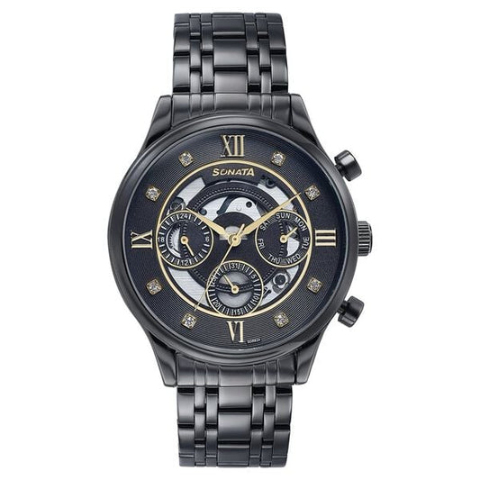 Sonata Quartz Multifunction Watch For Men 77146nm02