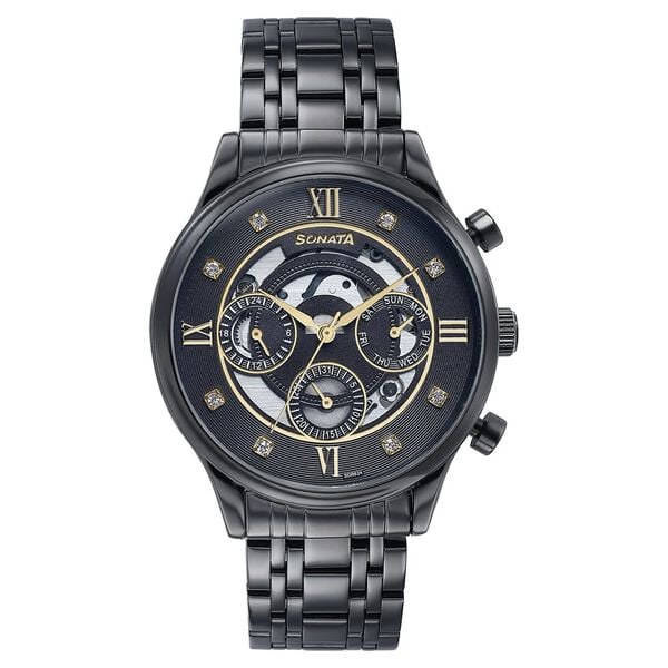 Sonata Quartz Multifunction Watch For Men - 77146NM02 - KRISHNA WATCH COMPANY