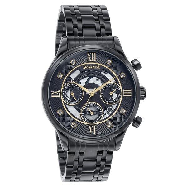 Sonata Quartz Multifunction Watch For Men - 77146NM02 - KRISHNA WATCH COMPANY