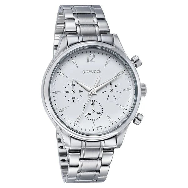 Sonata Wedding Edit Quartz Multifunction Watch For Men - 77146SM01