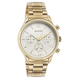 Sonata Quartz Multifunction White Dial Golden Stainless Steel Strap Watch For Men 77146ym01