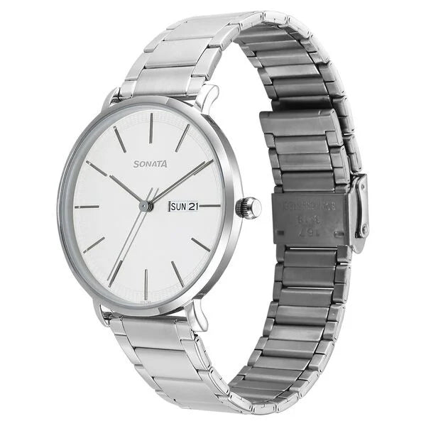 Sonata Ascent Quartz Analog with Day and Date Watch For Men 77150sm01