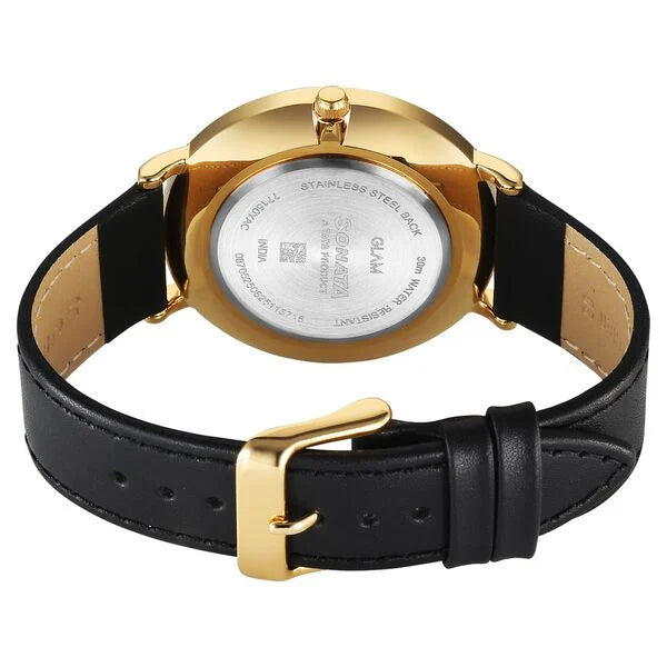 Sonata Traditional Essentials Champagne Dial Watch For Men 77150yl01w