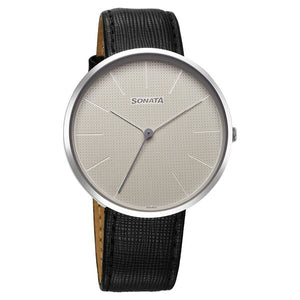 Sonata Ascent Quartz Analog White Dial Leather Strap Watch For Men 77152sl01 - KRISHNA WATCH COMPANY
