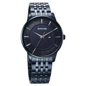 Sonata Wedding Quartz Analog Blue Dial Stainless Steel Strap Watch For Men 77153qm01 - KRISHNA WATCH COMPANY