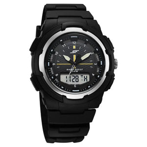 SF Maverick Quartz Digital Ana Digi Black Dial PU Strap Watch For Men 77160pp03 - KRISHNA WATCH COMPANY