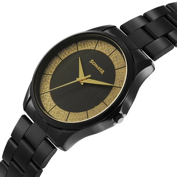 Sonata Traditional Essentials Multicoloured Dial Strap Watch For Men - 77163NM01W - KRISHNA WATCH COMPANY