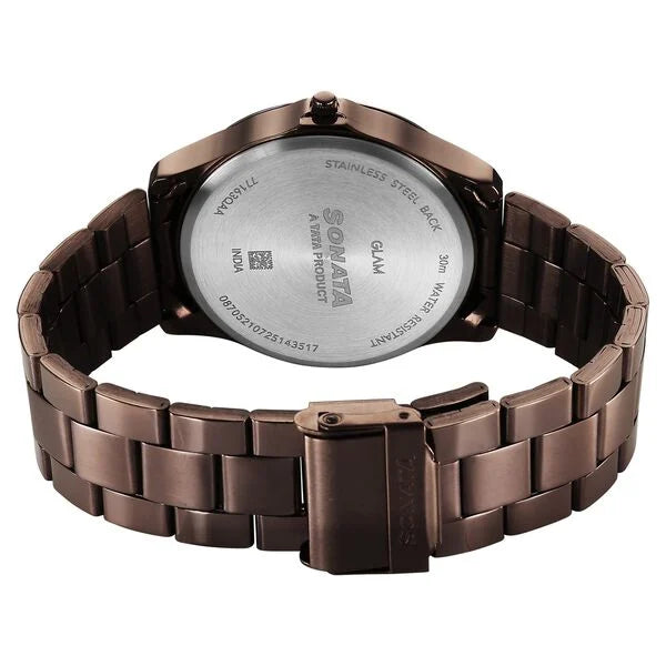 Sonata Traditional Essentials Brown Dial Watch For Men 77163qm01w