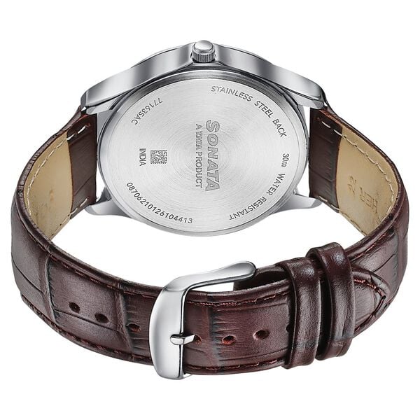 Sonata Men's Work Wear silver dial Watch - 77163SL03